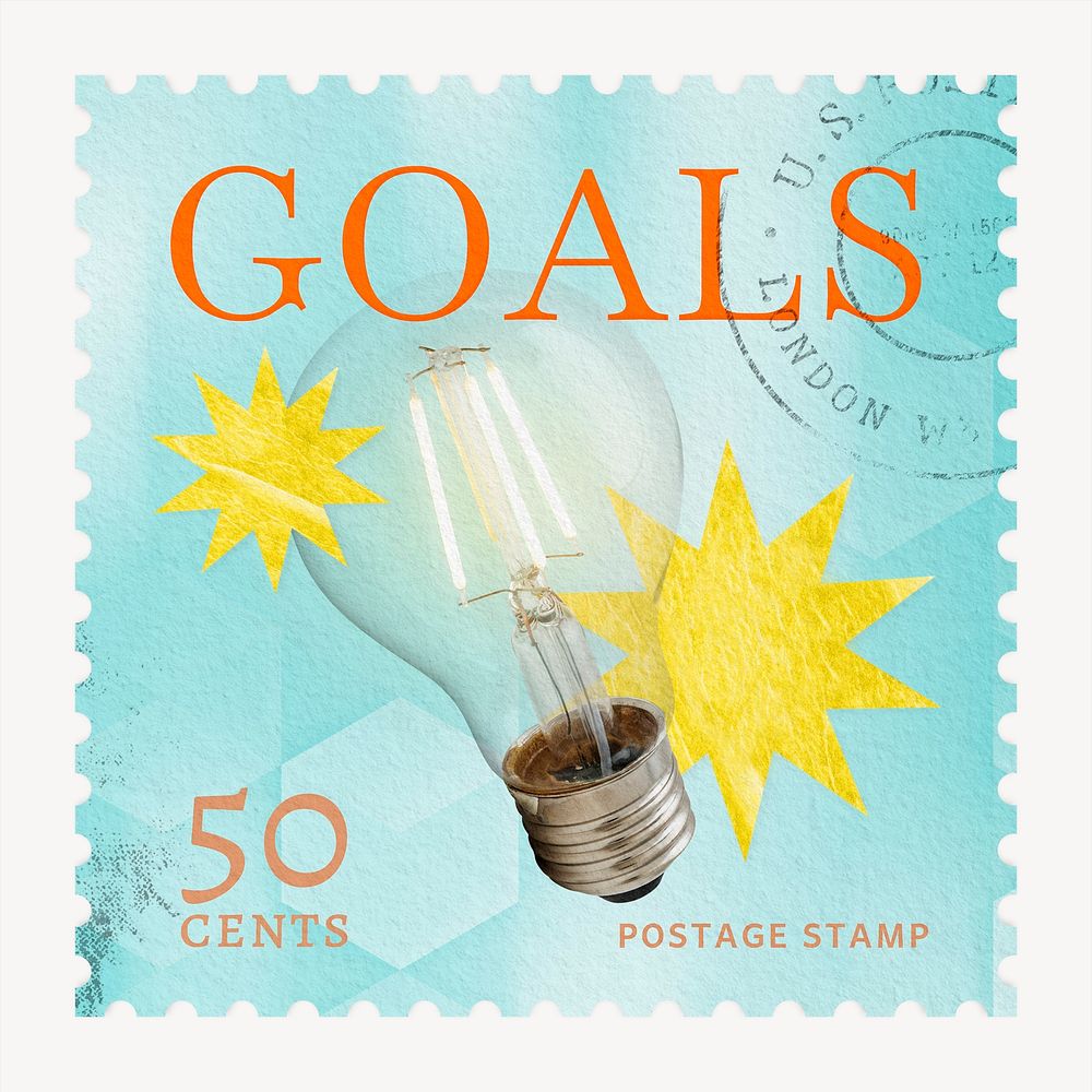 Goals postage stamp sticker, business stationery psd
