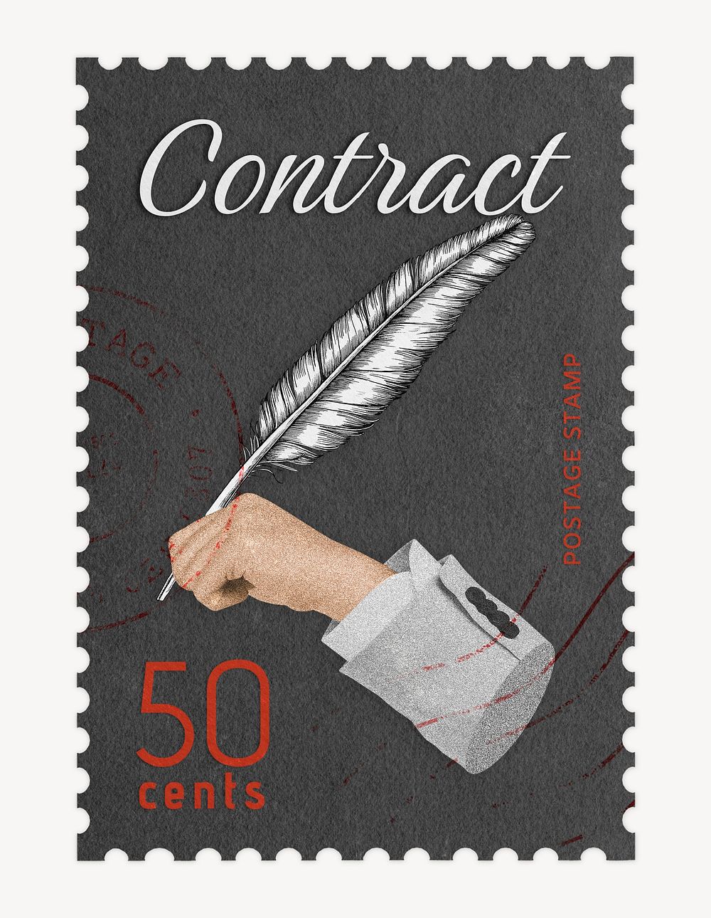 Contract postage stamp, business stationery collage element