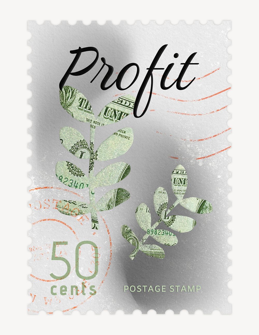 Profit postage stamp sticker, business stationery psd