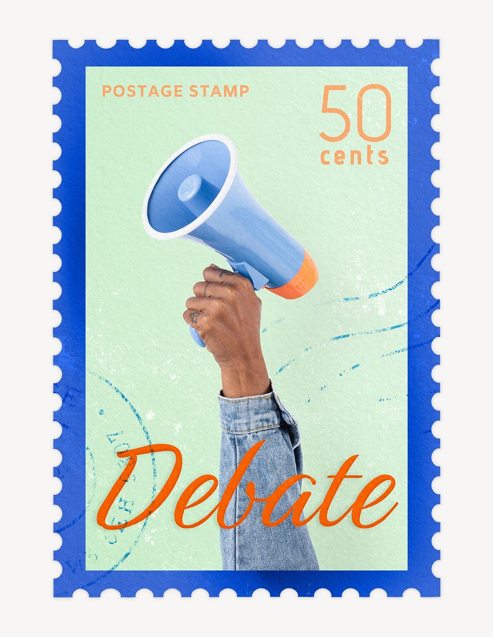 Debate postage stamp sticker, business stationery psd
