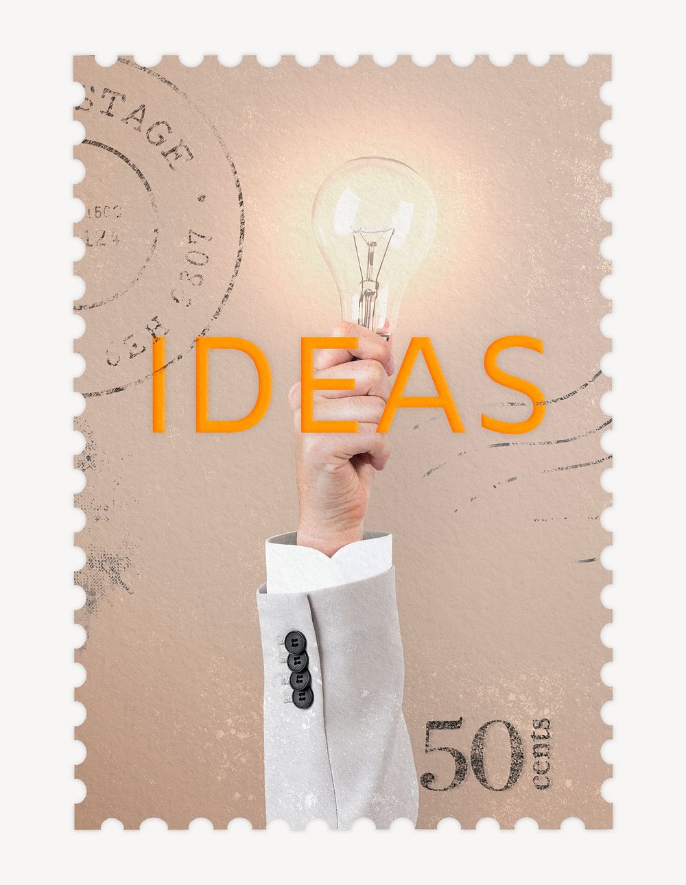 Ideas postage stamp sticker, business stationery psd