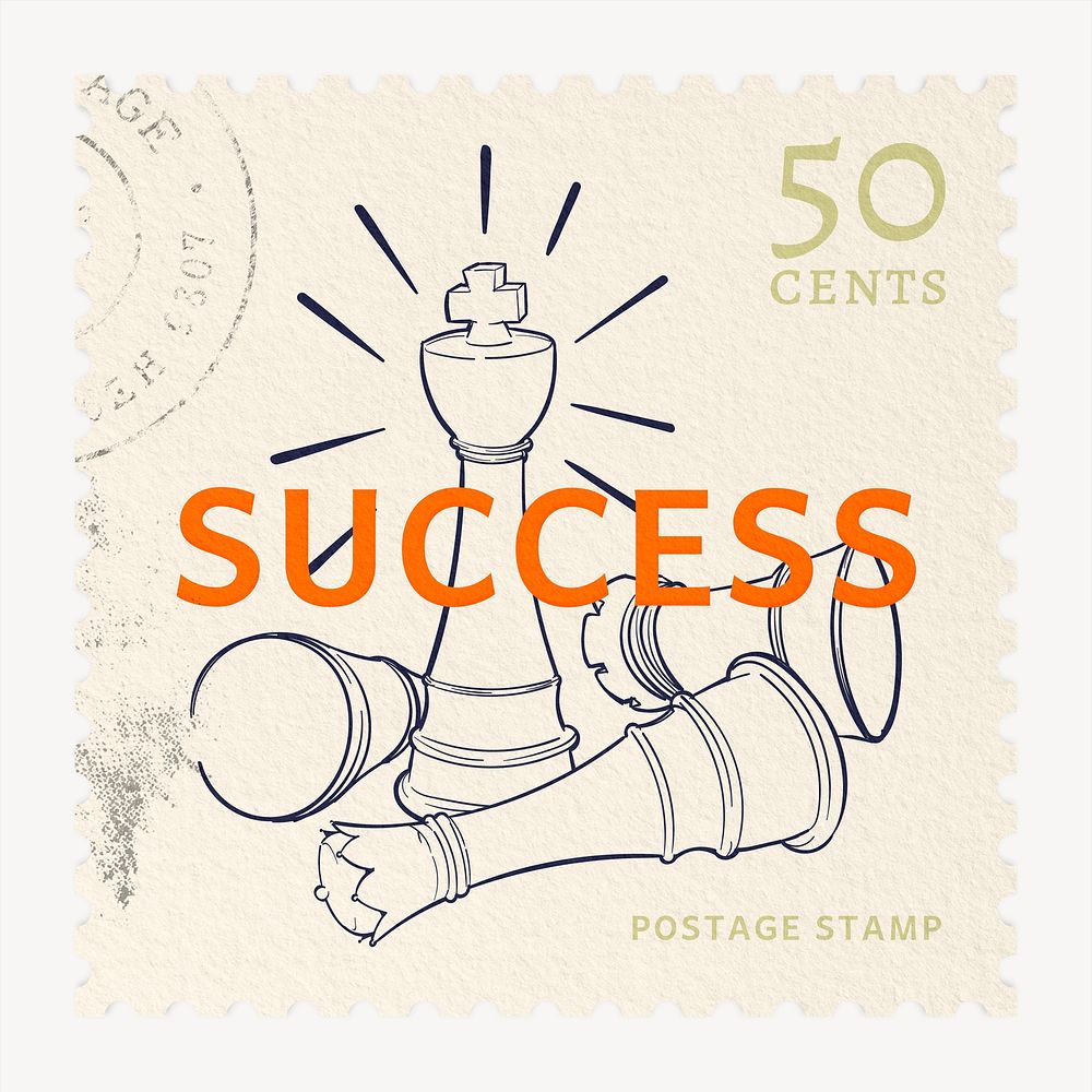 Success postage stamp, business stationery collage element