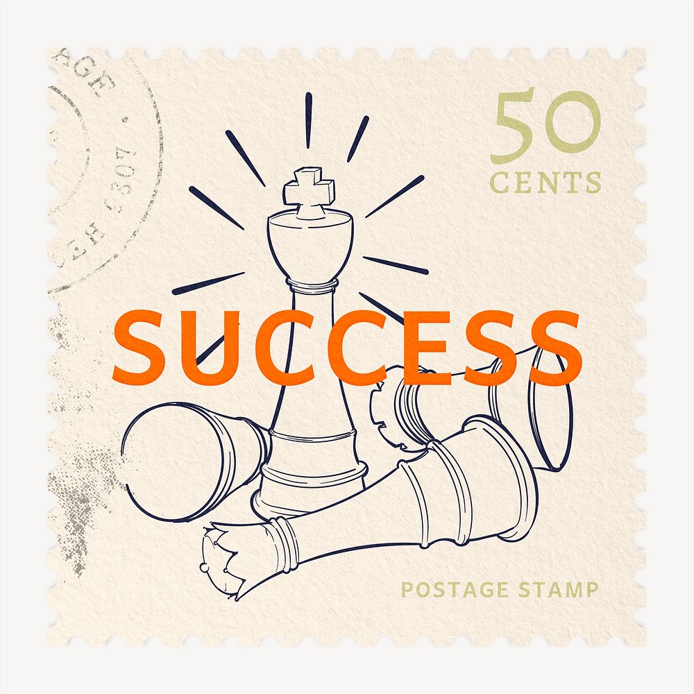 Success postage stamp sticker, business stationery psd