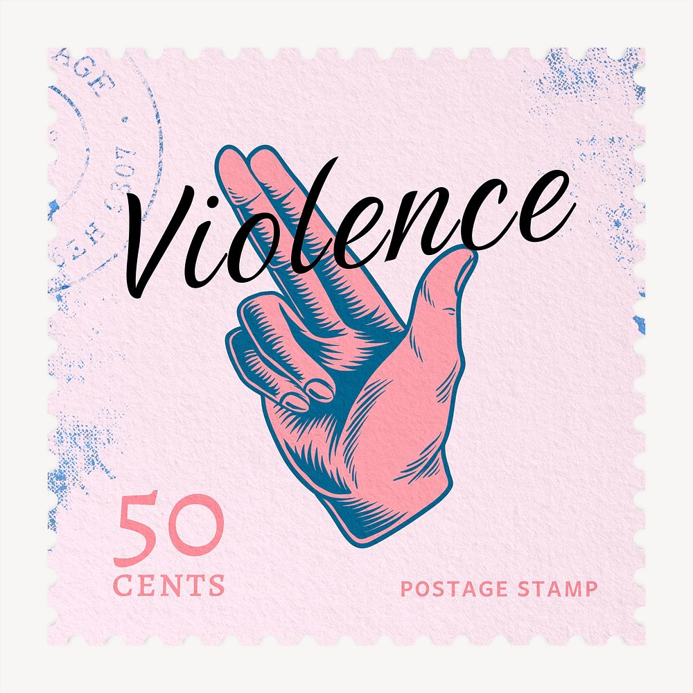 Violence postage stamp, vintage stationery collage element