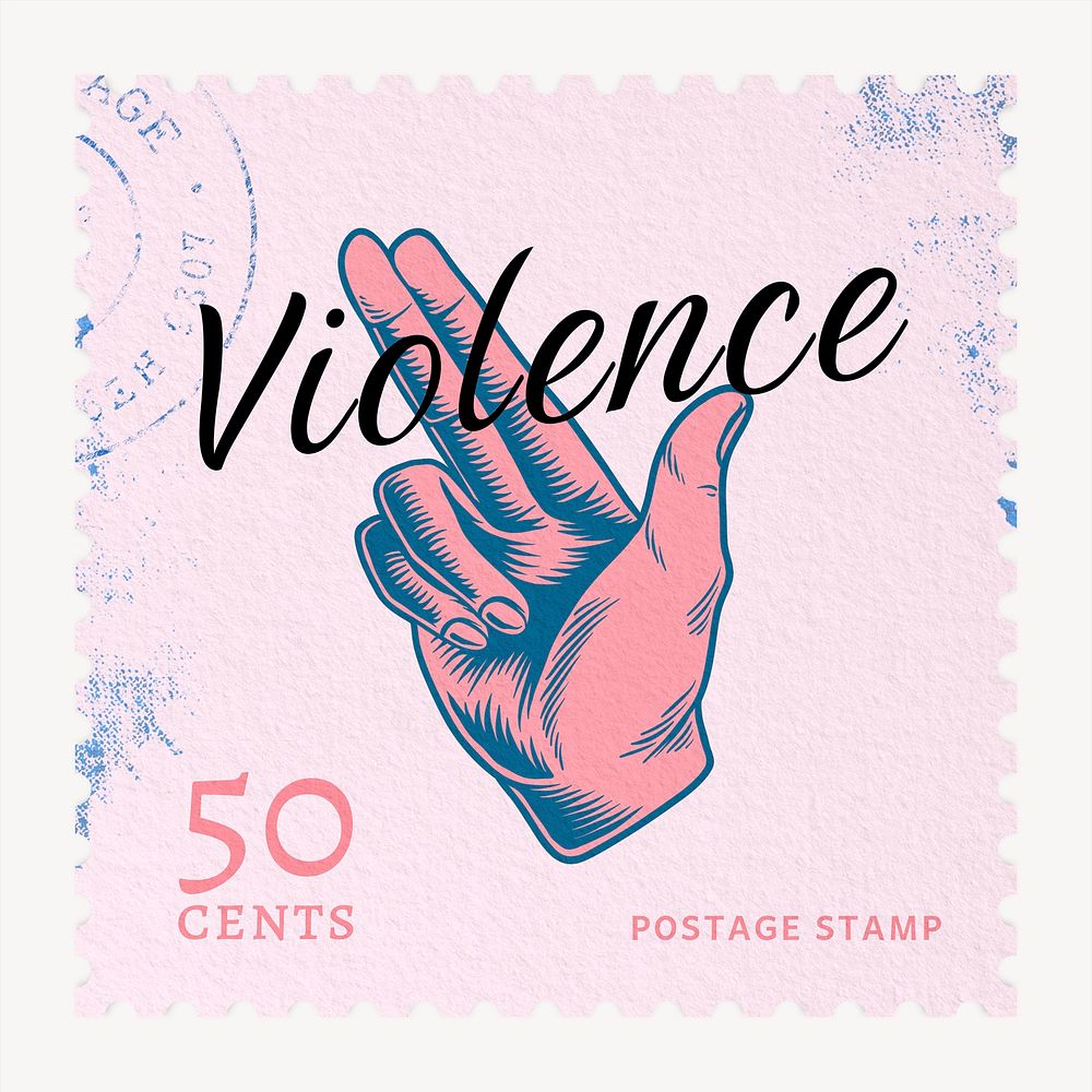 Violence postage stamp sticker, vintage stationery psd