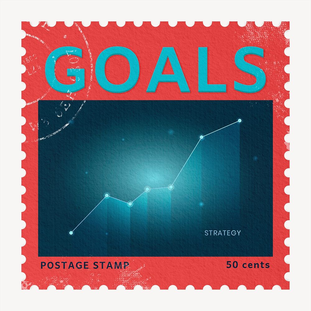 Goals postage stamp sticker, business stationery psd