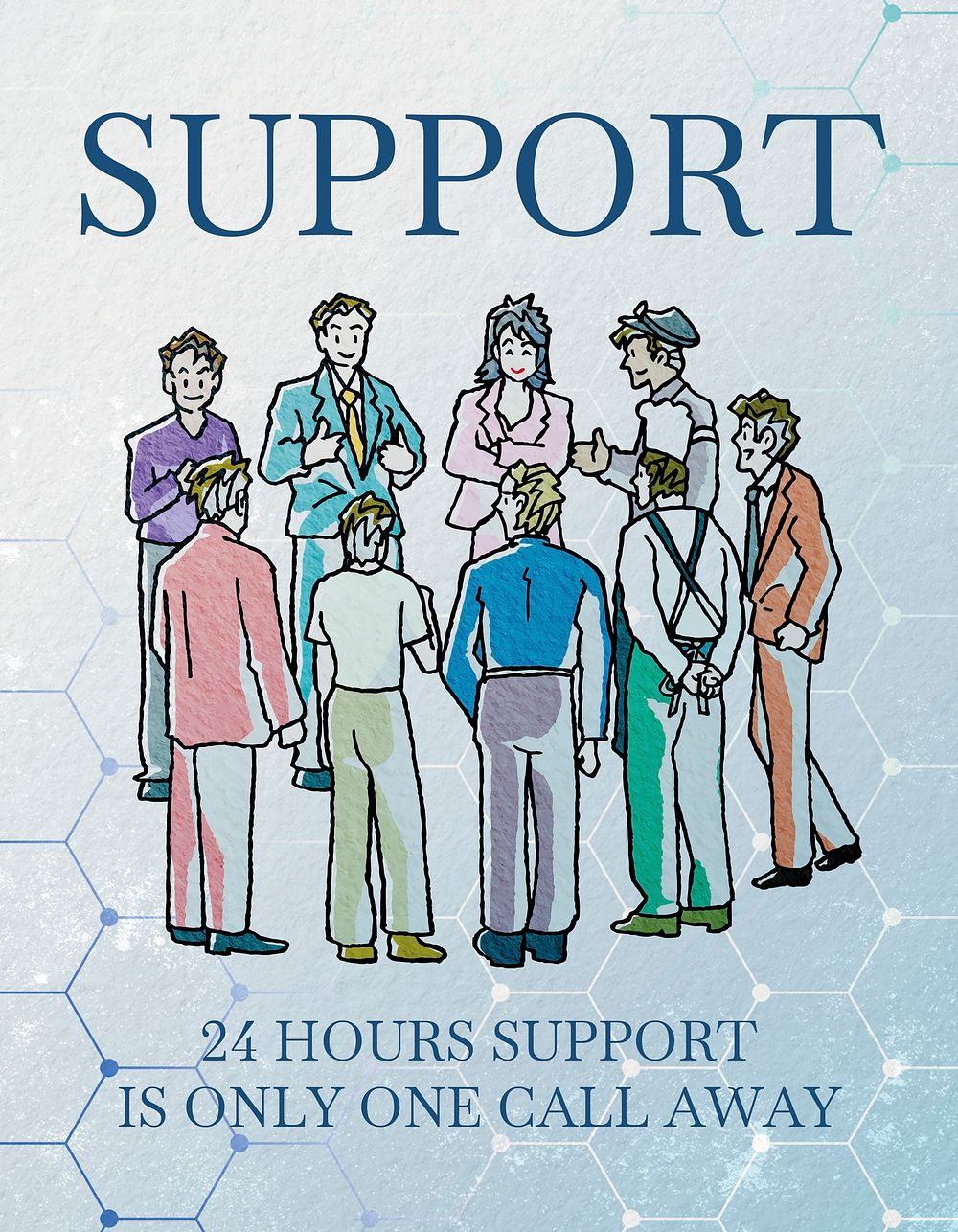 Business support flyer template, vintage illustration psd