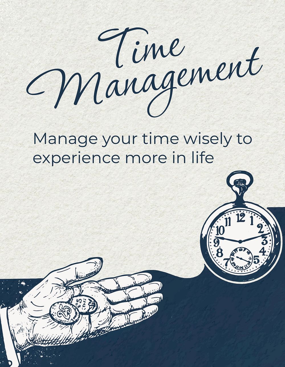 Time management flyer template, business vintage illustration vector