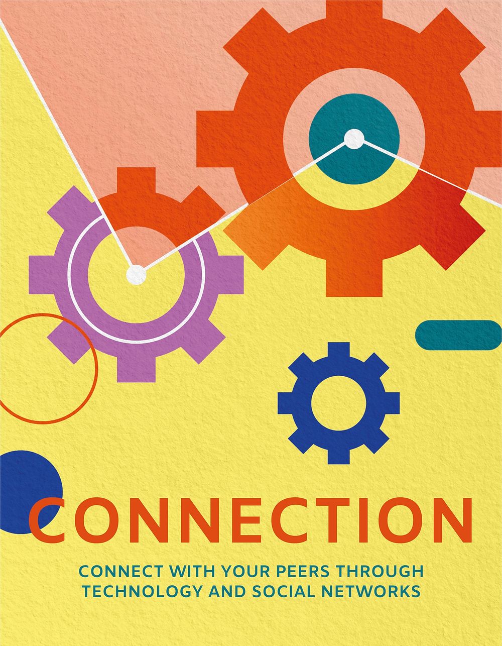 Business connection flyer template, cogwheel illustration vector