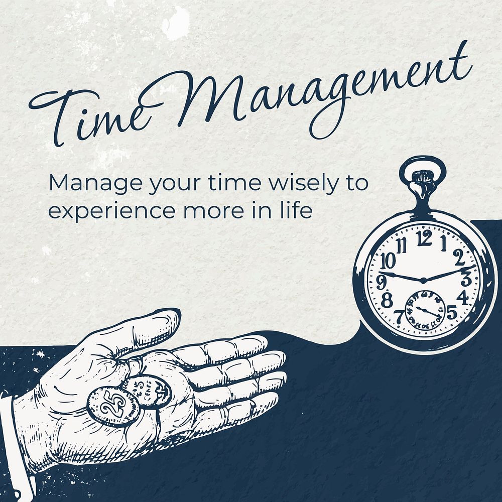 Time management Instagram post template, business remixed media vector