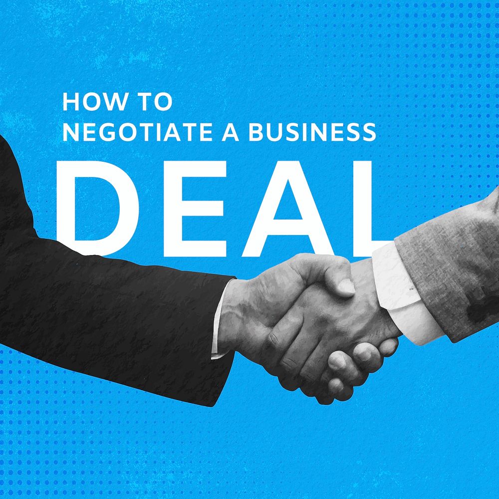 Business deal Instagram post template, businessmen handshake remixed media vector