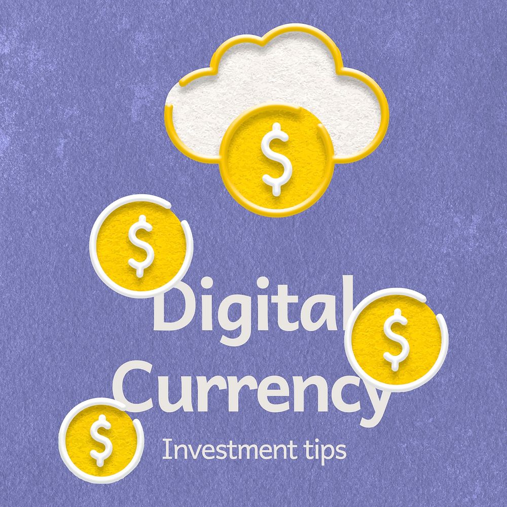 Digital currency Instagram post template, finance remixed media vector