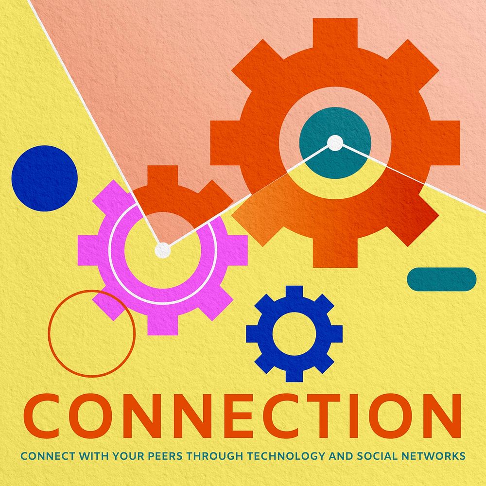 Business connection Instagram post template, cogwheel illustration vector