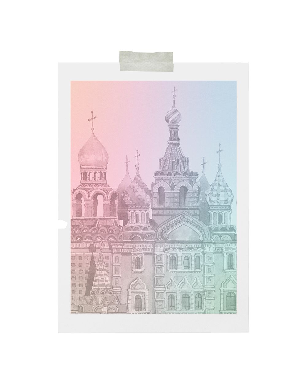 Simple postcard frame background, St. Basil's Cathedral