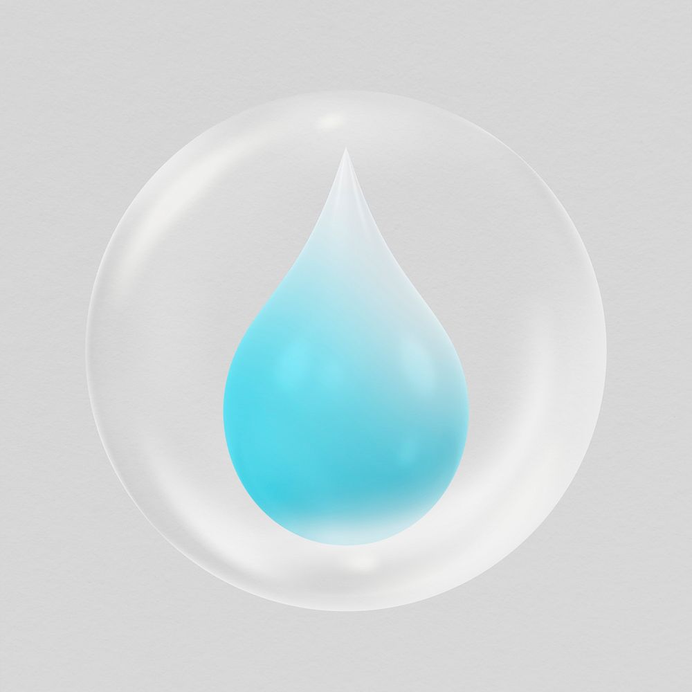Water drop 3D bubble collage element psd