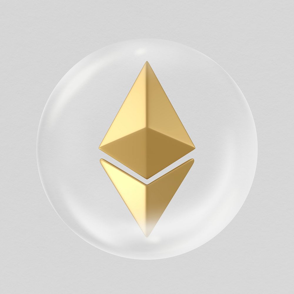 Ethereum 3D bubble collage element psd