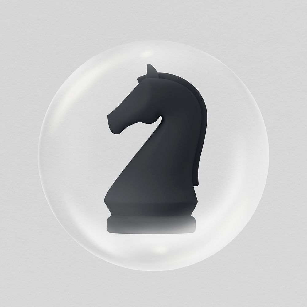 Chess piece 3D bubble collage element psd