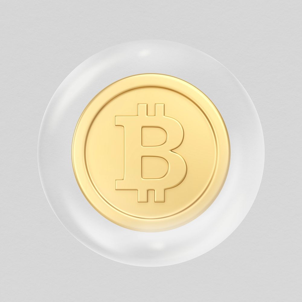 Bitcoin 3D bubble collage element psd