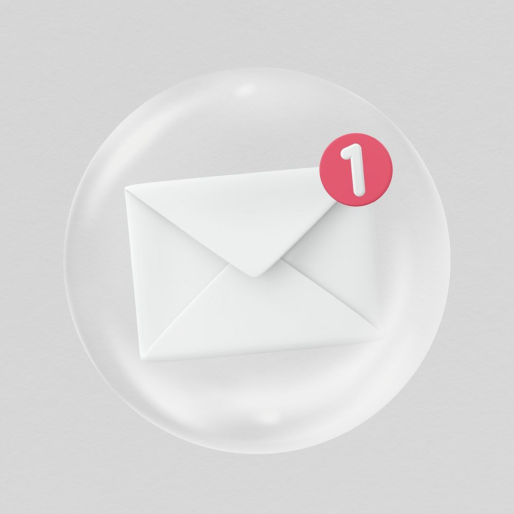 Email notification 3D bubble, business clipart