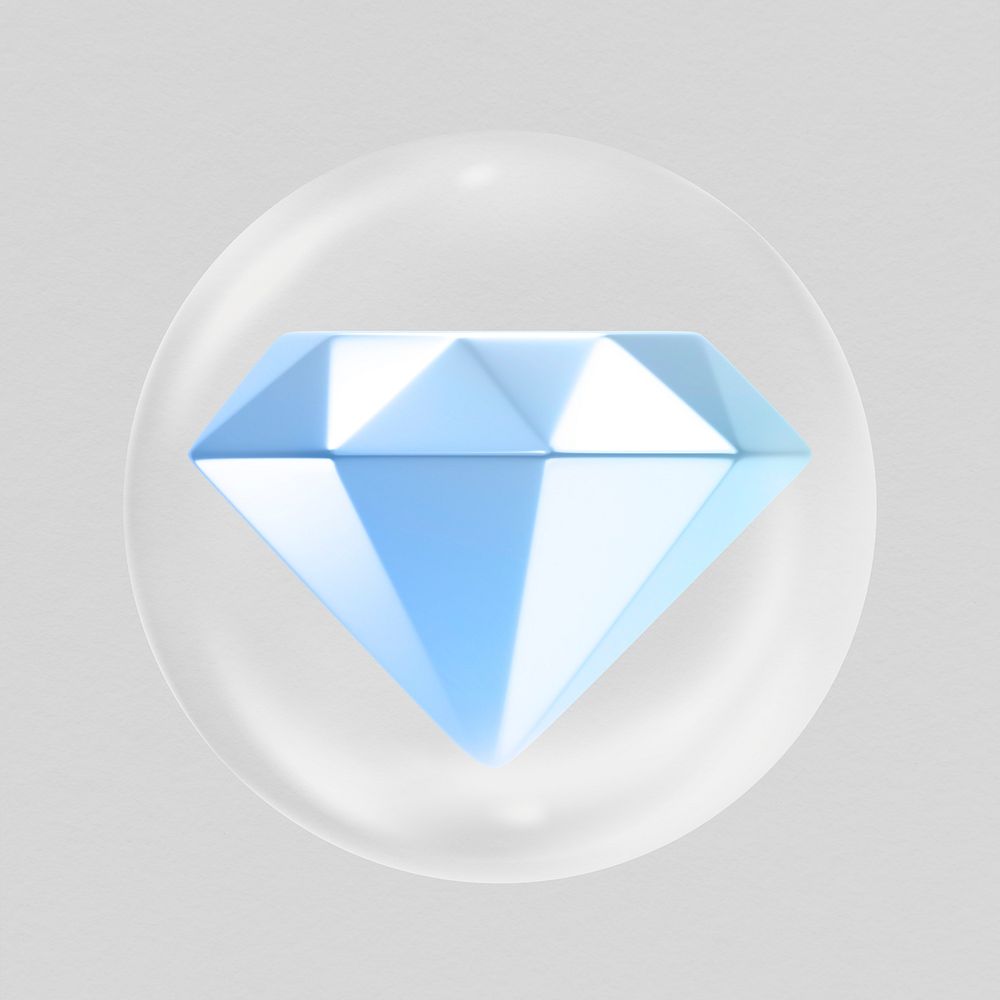 Diamond 3D bubble, aesthetic clipart