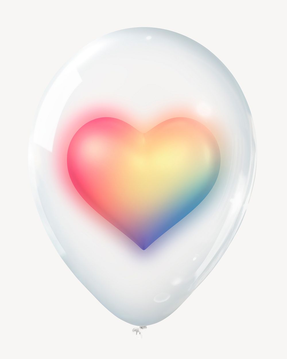 Colorful heart 3D balloon, aesthetic clipart