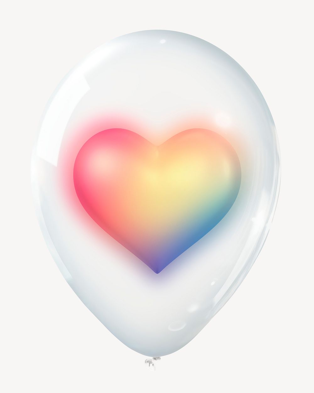 Colorful heart 3D balloon collage element psd