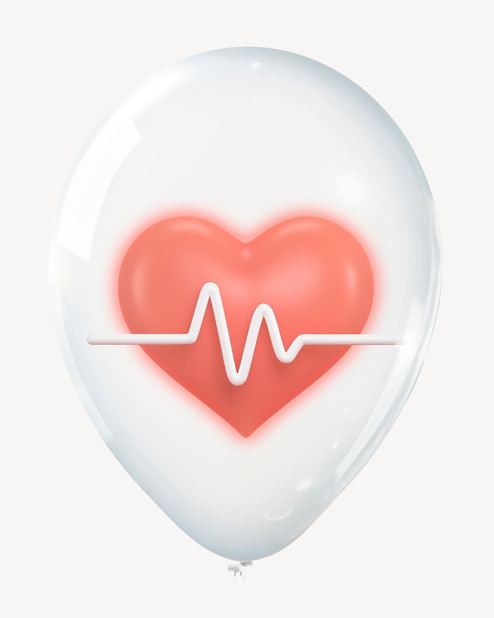 Medical icon 3D balloon, heart rate clipart
