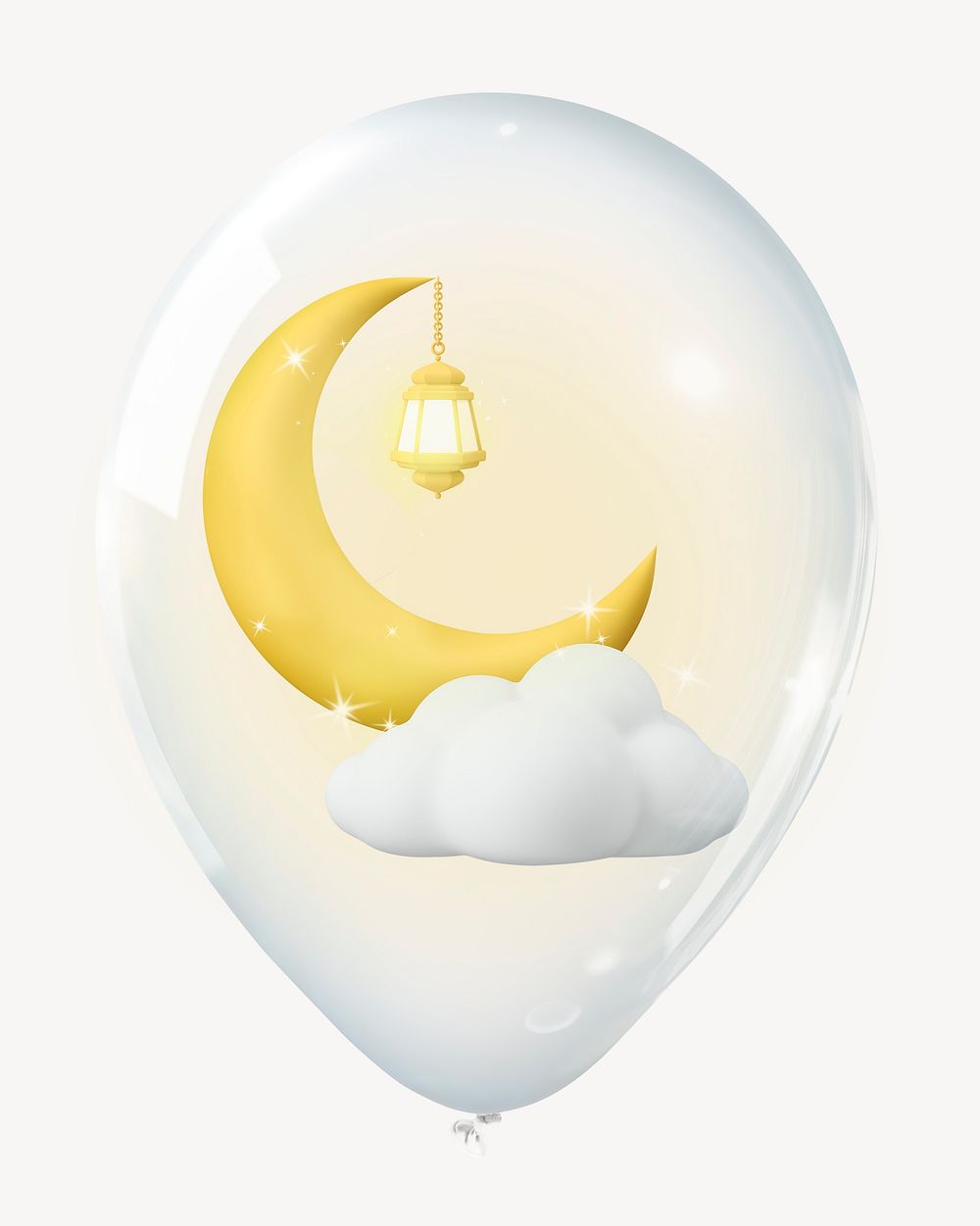 Ramadan 3D balloon, aesthetic holiday clipart