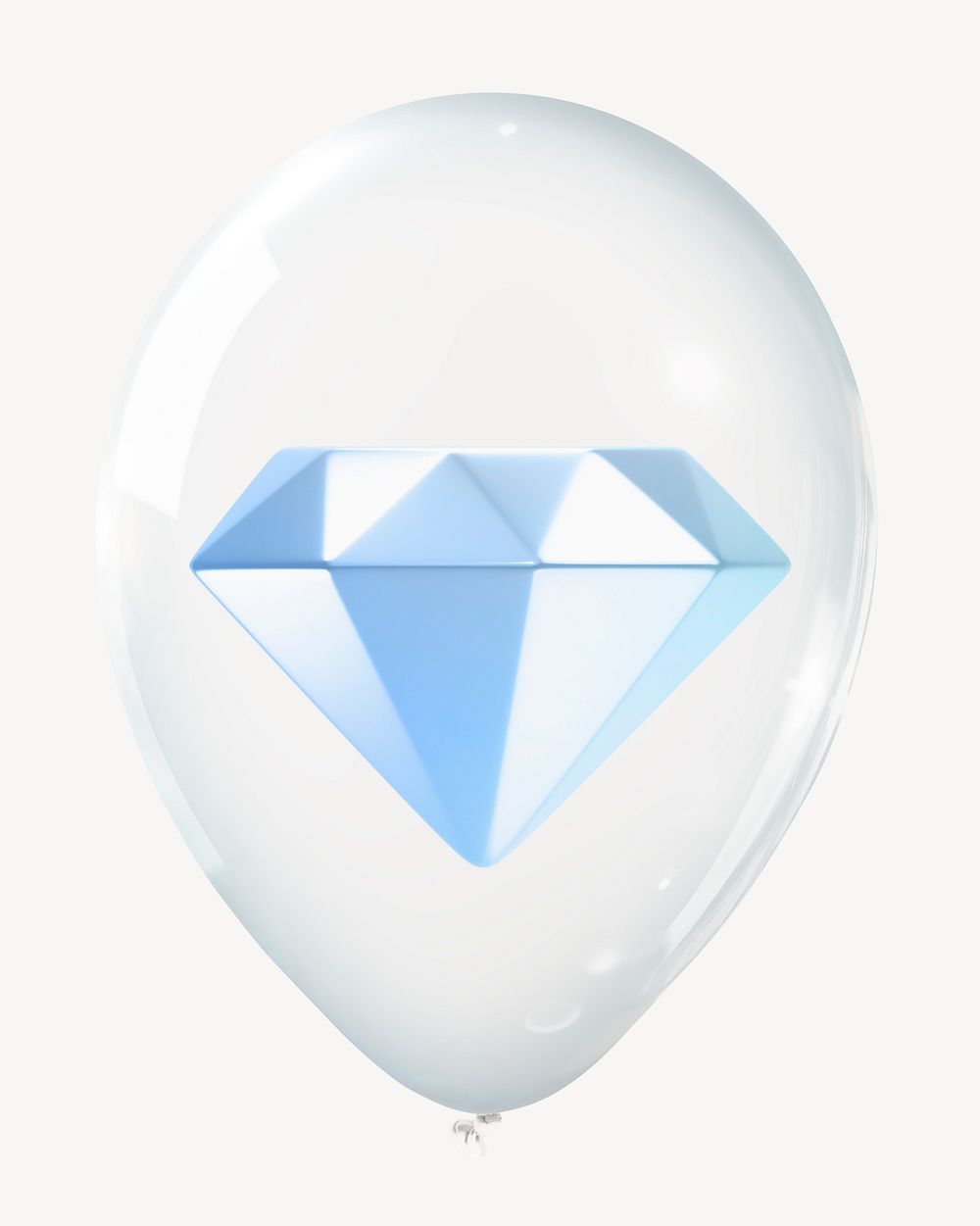 Diamond 3D balloon, aesthetic clipart