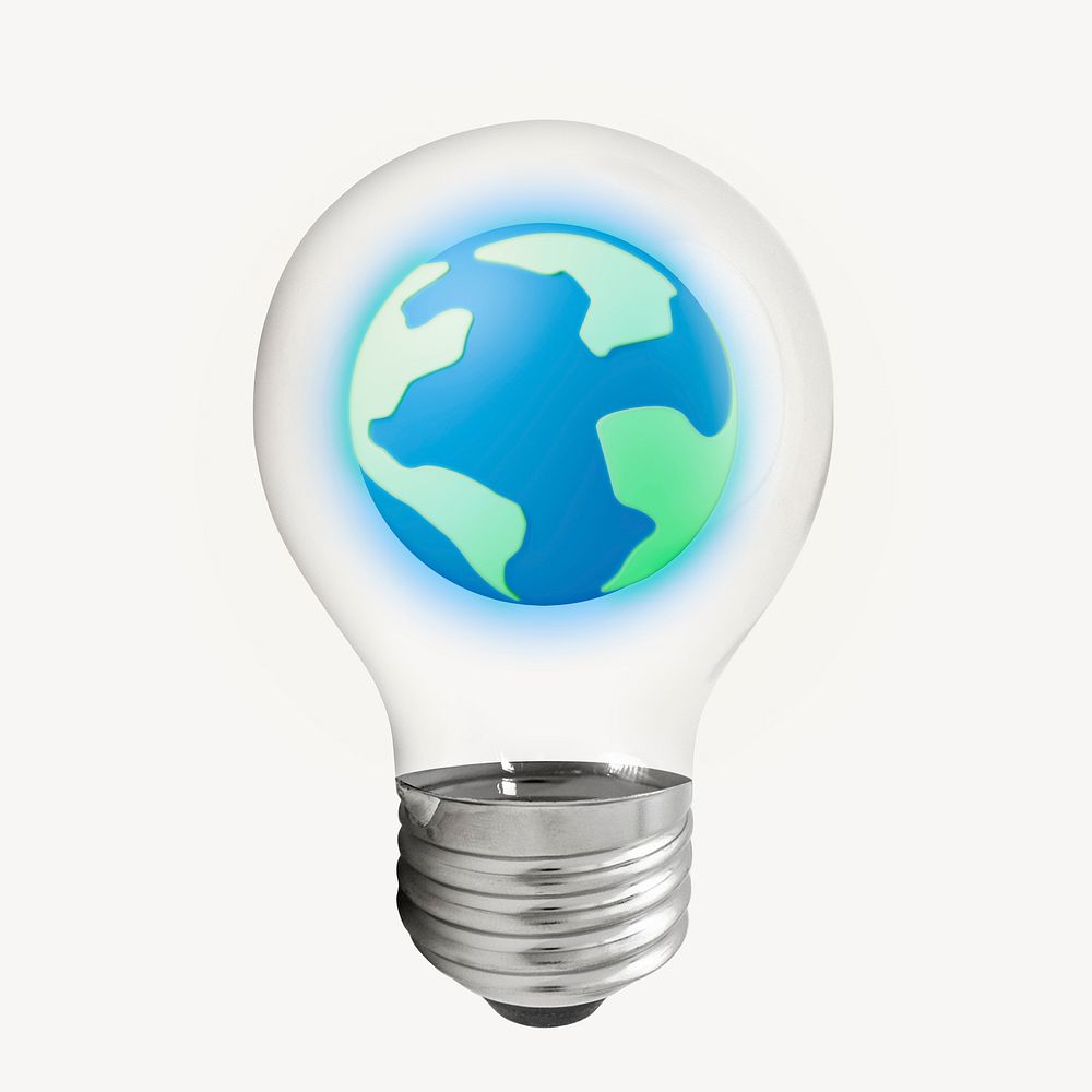 Earth 3D lightbulb, environment clipart