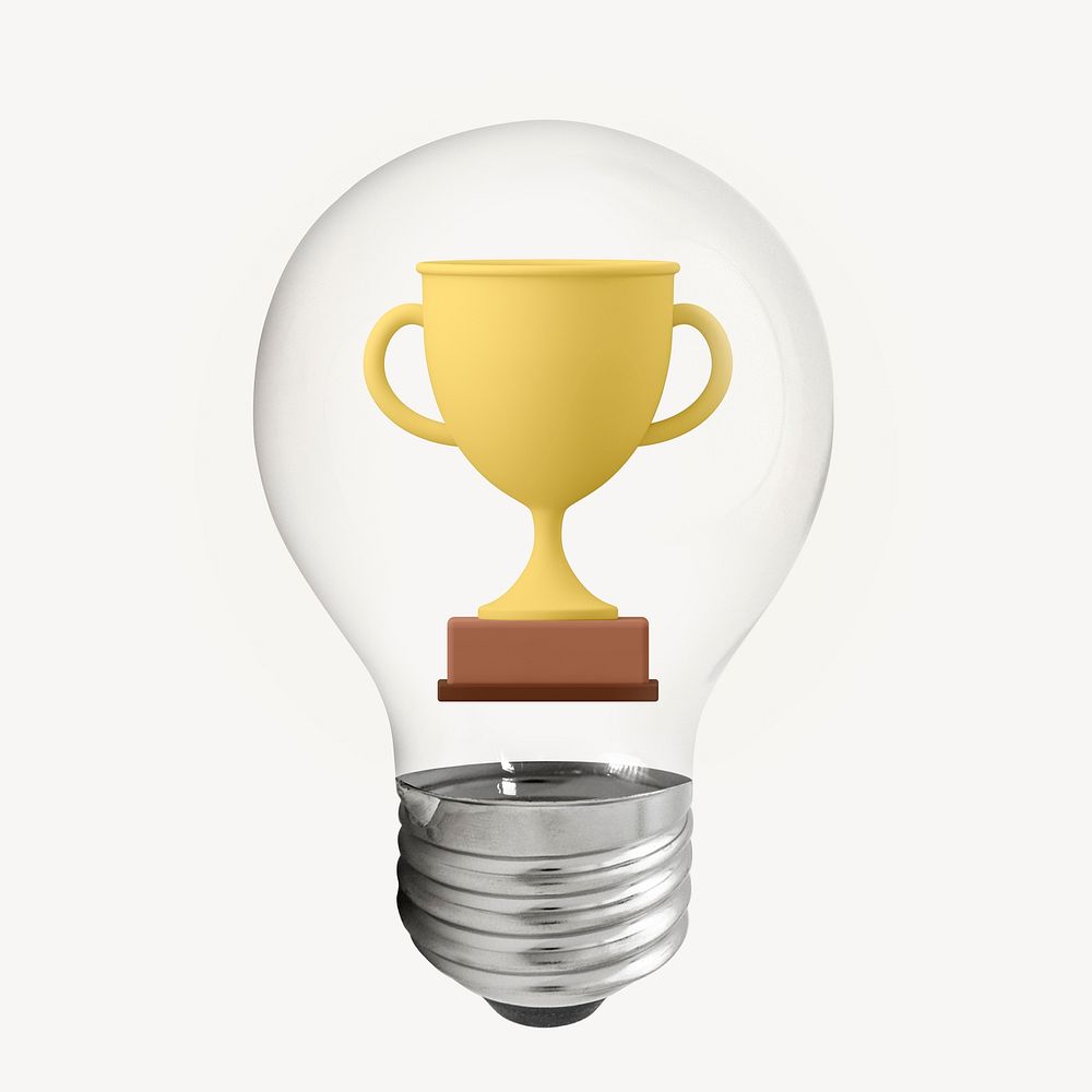 Trophy 3D lightbulb, business clipart