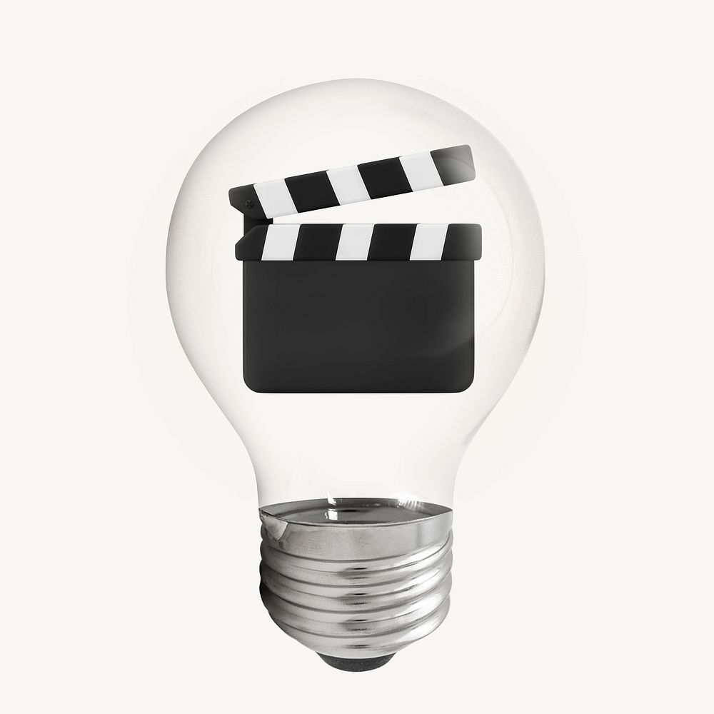 Movies entertainment 3D lightbulb, entertainment clipart