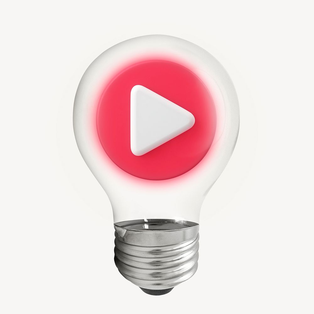 Play video 3D lightbulb collage element psd