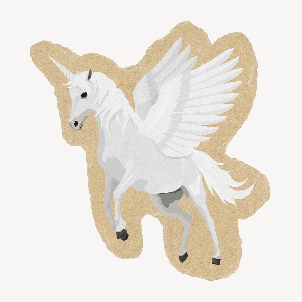 Unicorn on brown ripped paper