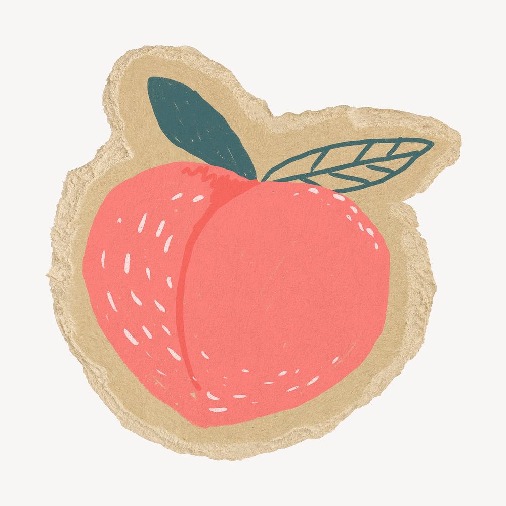 Peach on brown torn paper