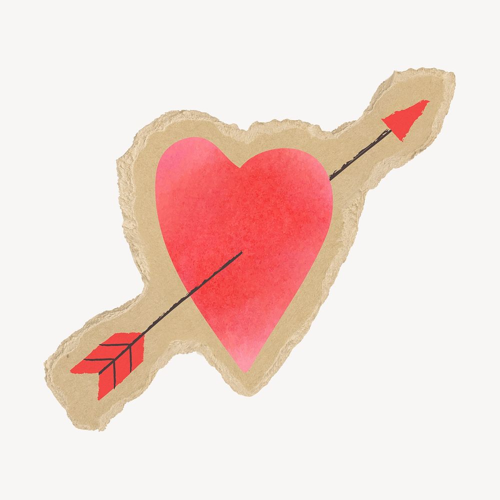 Valentine's heart on brown torn paper