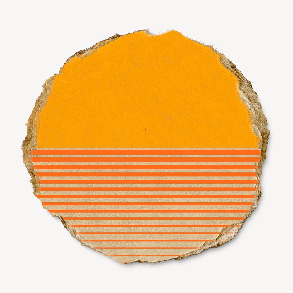 Orange sea, ripped paper collage element psd