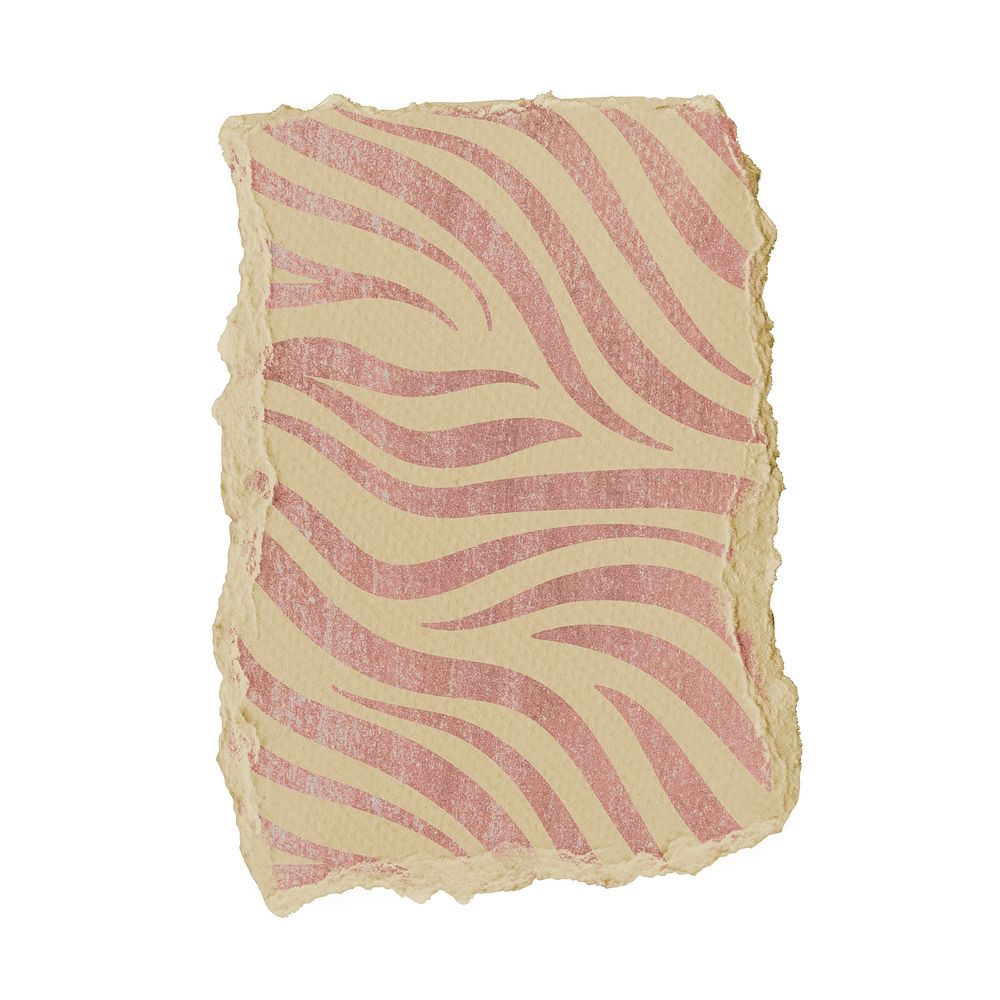 Zebra pattern, ripped paper collage element