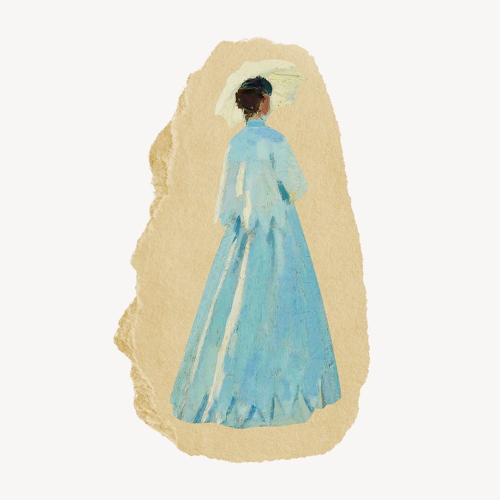 Woman in the Garden, Monet's famous painting  ripped paper design remixed by rawpixel 