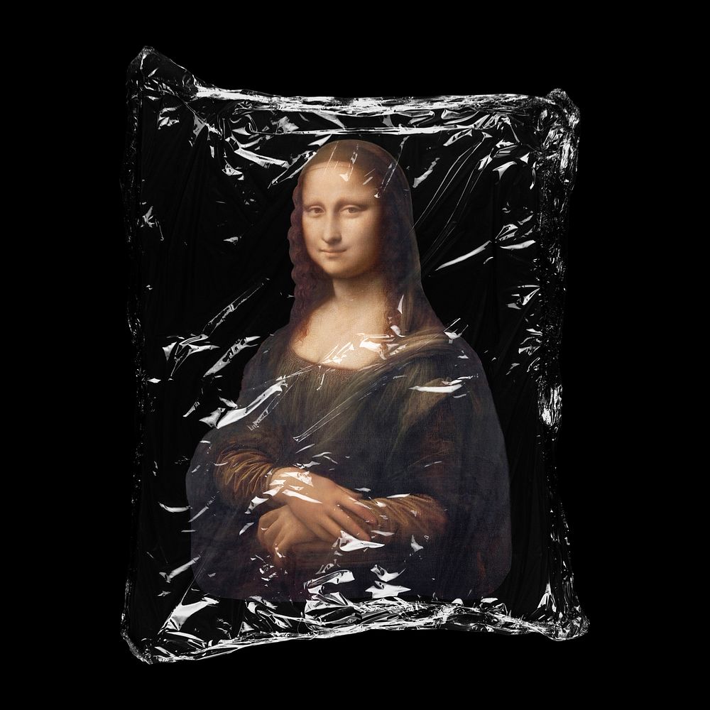 Mona Lisa in plastic bag, Leonardo da Vinci's famous painting creative concept art remixed by rawpixel.
