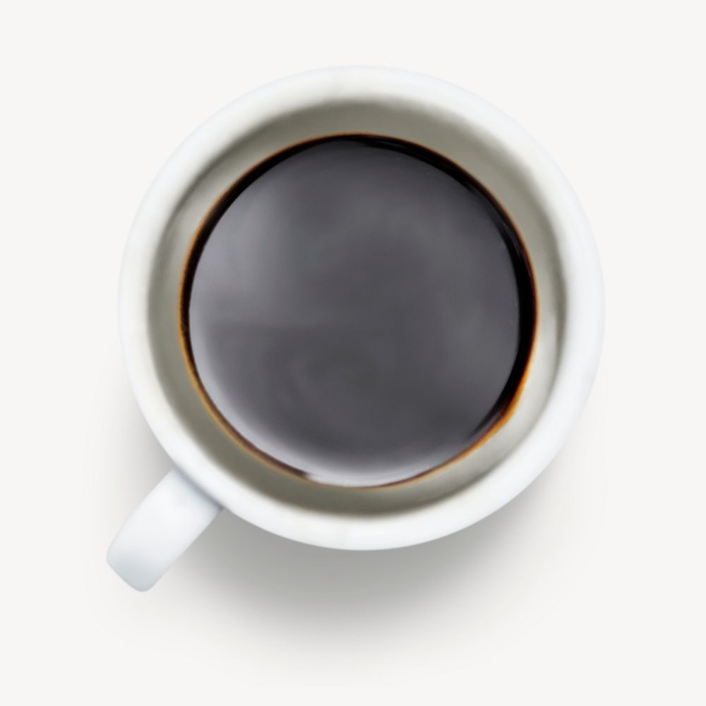 Black coffee sticker, hot beverage image psd