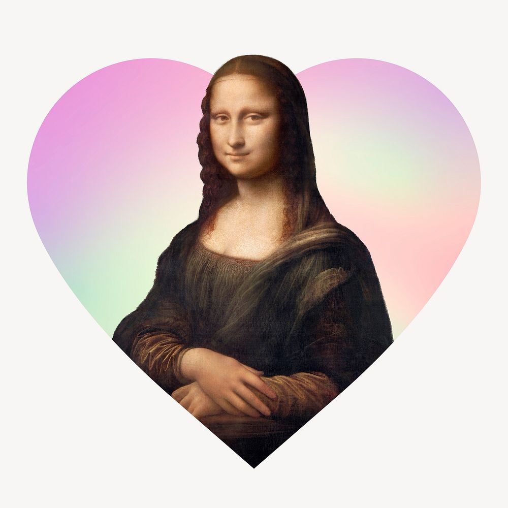 Mona Lisa, Da Vinci's famous painting on gradient shape background, remixed by rawpixel