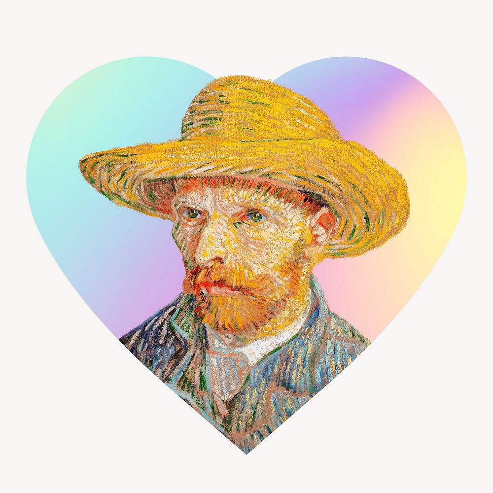 Van Gogh's Self Portrait, famous painting on gradient shape background, remixed by rawpixel