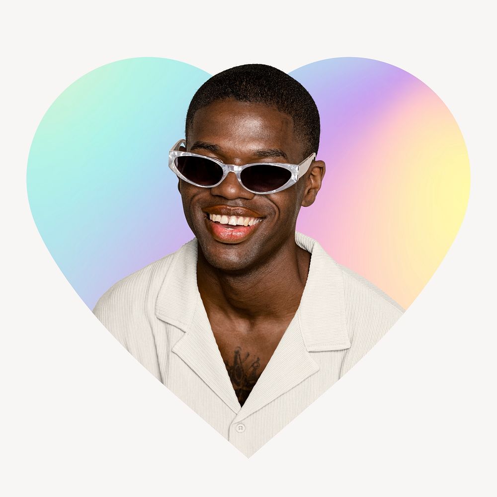 Man wearing sunglasses, heart badge clipart