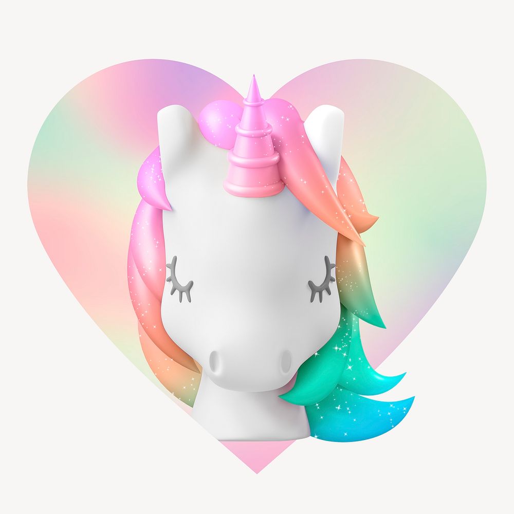 Unicorn, heart badge clipart