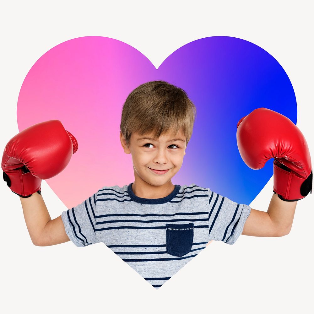 Boy boxing glove, heart badge design
