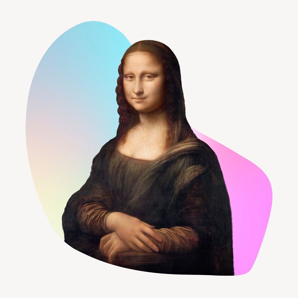 Mona Lisa, Da Vinci's famous painting on gradient shape background, remixed by rawpixel