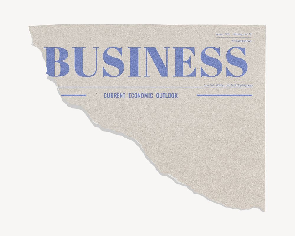 Ripped business newspaper, modern nameplate Free Photo rawpixel