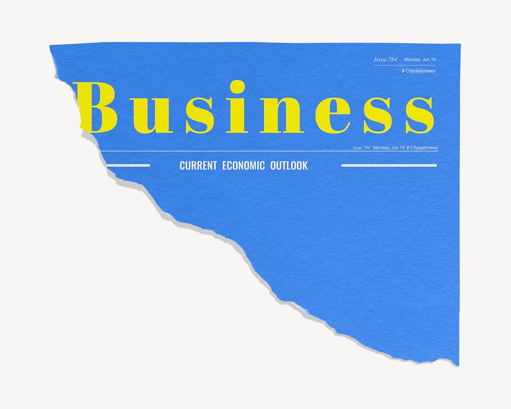 Blue business ripped newspaper, modern nameplate design