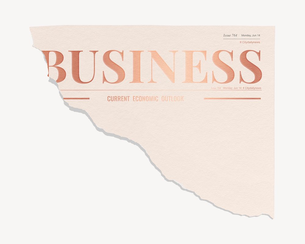 Feminine business ripped newspaper, rose gold nameplate design